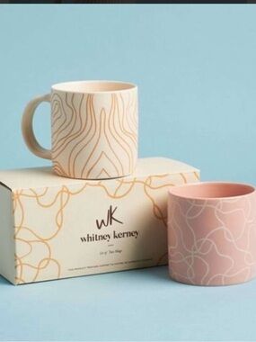 Whitney Kerney for Causebox: Pink and Cream Ceramic Mug Set — NWT